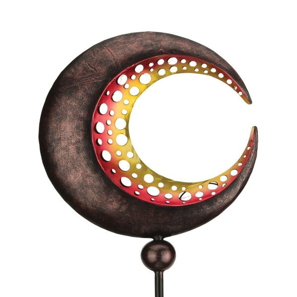 46" Filigree Half Moon LED Solar Stake 