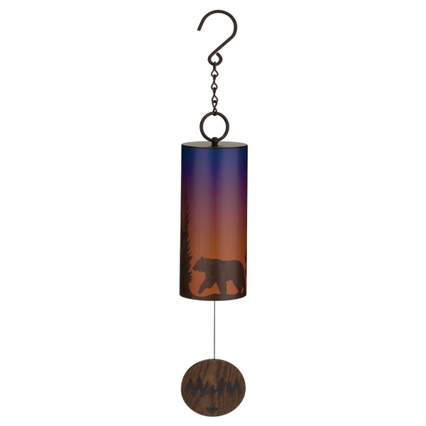 4" Steel/Wood Bear Night Sky Wind Bell