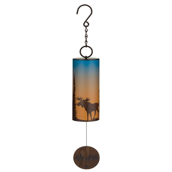 4" Steel/Wood Moose Night Sky Wind Bell