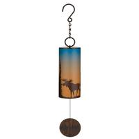 View 4" Steel/Wood Moose Night Sky Wind Bell