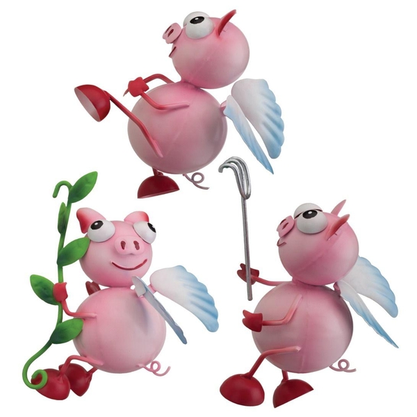 4.75" Pot Hugger Winged Pig Décor (Set of 3)