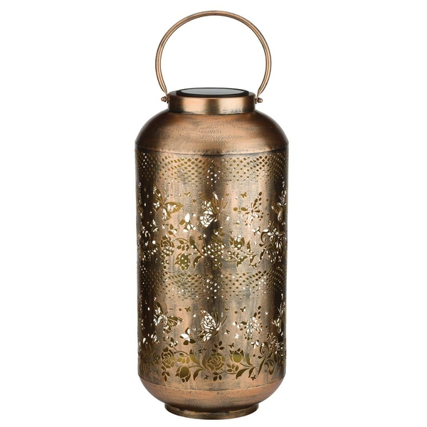 25.25" Gold Shadow Cylinder Solar Lantern LED Light 