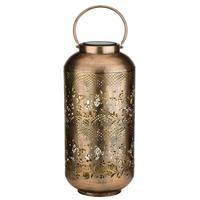 Regal Art & Gift 25.25" Gold Shadow Cylinder Solar Lantern LED Light 