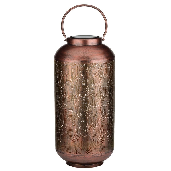 25.25" Bronze Shadow Cylinder Solar Lantern LED Light 