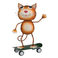 View 11.25" Metal Bobble Cat Skateboard Décor 
