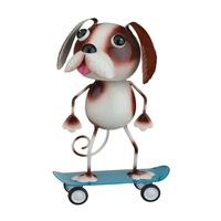 View 11.5" Metal Bobble Dog Skateboard Décor 