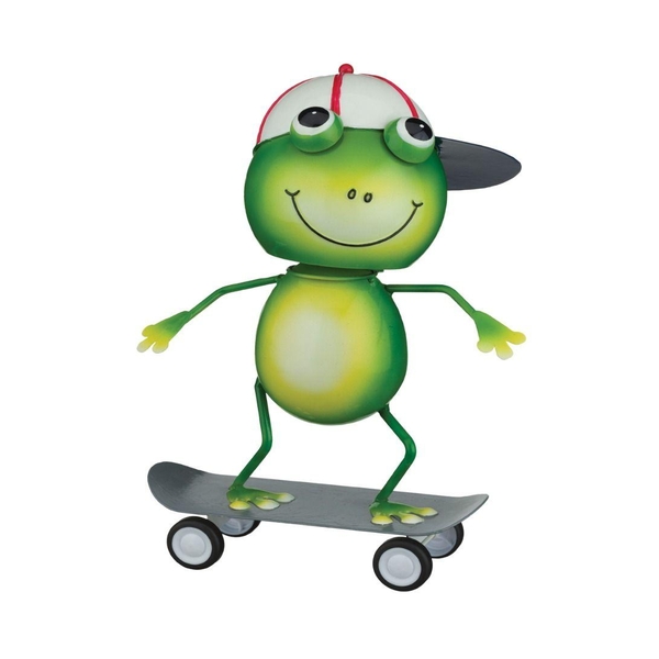 10.25" Metal Bobble Frog Skateboard Décor 