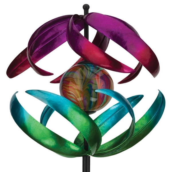 16" LED Vertical Swirl Solar Wind Spinner