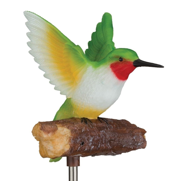 27.5" Hummingbird Songbird LED Solar Sound Stake 