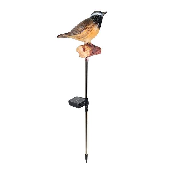 27.5" Chickadee Songbird LED Solar Sound Stake 