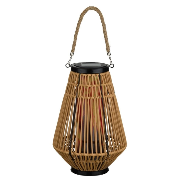 19" Hexagon Wicker Solar Lantern LED Light