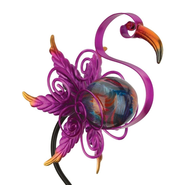 48" Swirl Flamingo LED Solar Stake 
