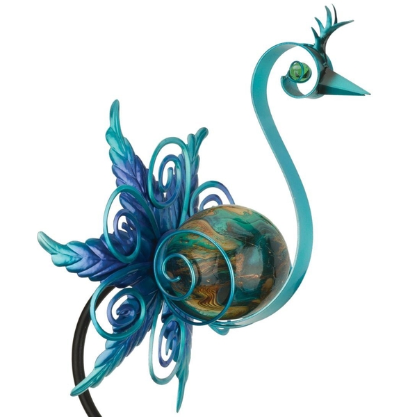 48" Swirl Heron LED Solar Stake 