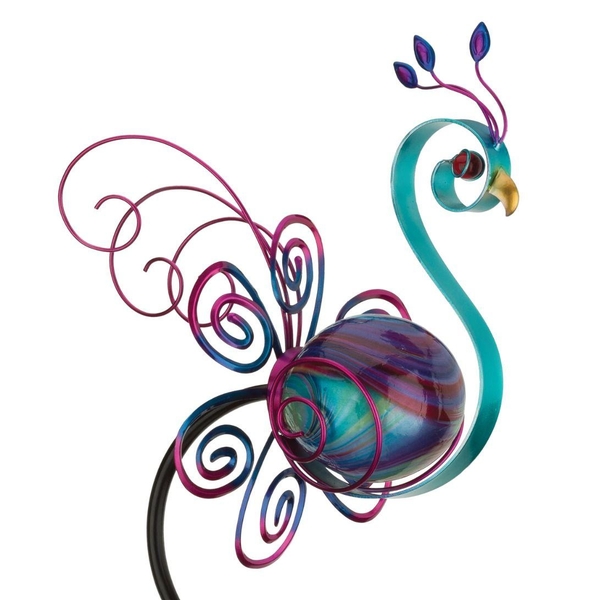 48" Swirl Peacock LED Solar Stake 