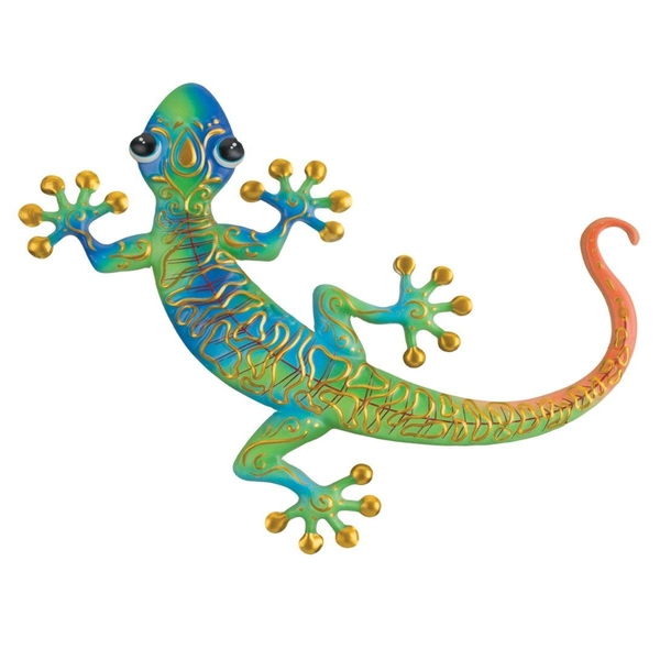 11" Swirl Blue Gecko Wall Decor
