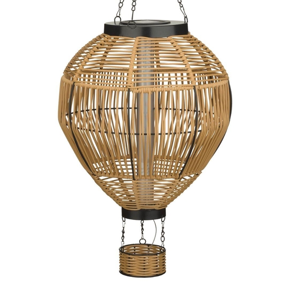 28.5" Hot Air Balloon Wicker Solar Lantern LED Light XLG