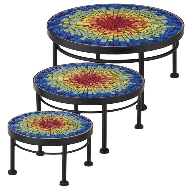 12" Mosaic Burst Plant Stand (Set of 3)