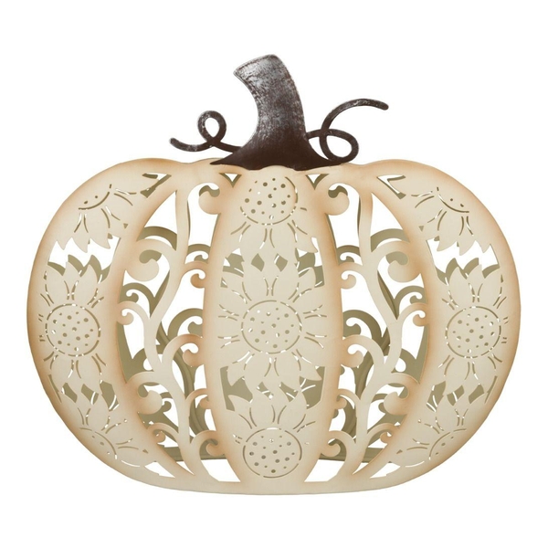 10" LED Light Sunflower Cutout White Pumpkin Decor 