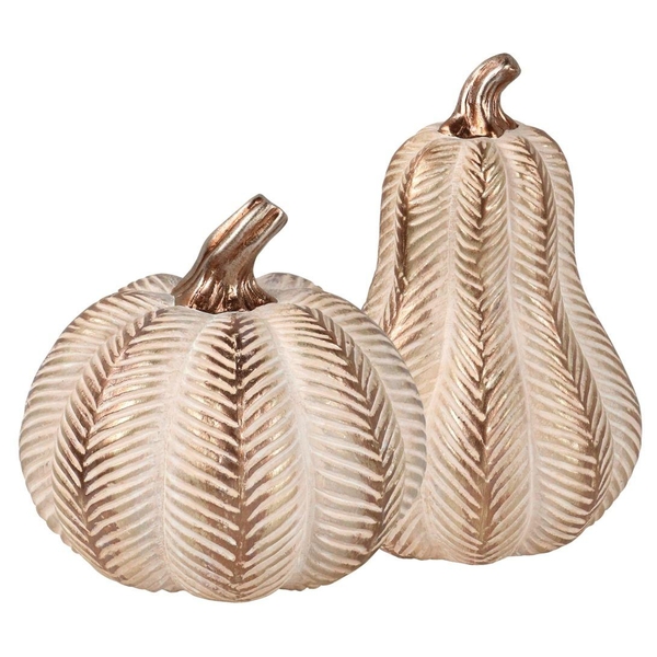 8.5" Ribbed Terracotta Pumpkin Decor (Set of 2)