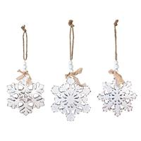 View 18" Antique White Metal Rustic Snowflake Ornament (Set of 3)