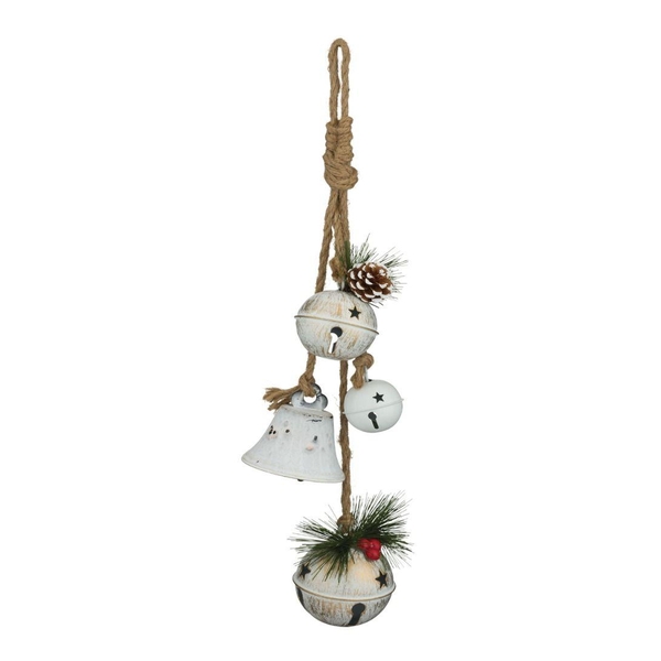9" Antique White Bells Ornament 