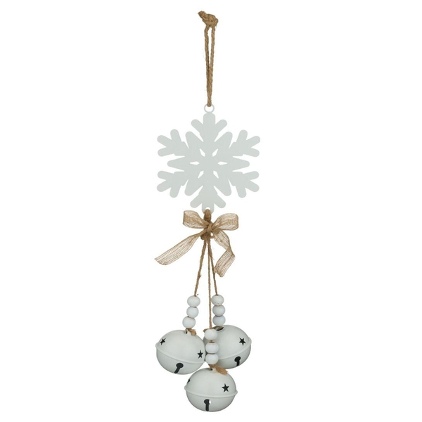 24.5" Antique White Bells Snowflake Ornament 