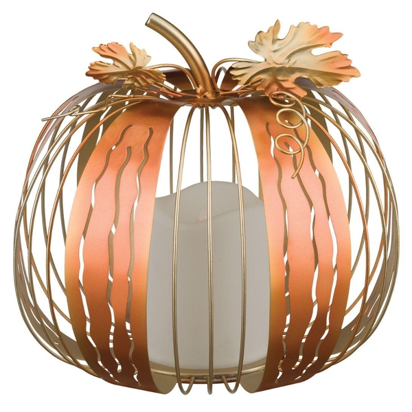 8.5" LED Light Copper Pumpkin Decor 