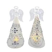 Regal Art & Gift 6" Medium LED Frost Silver Angel Decor (Set of 2)