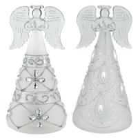 Regal Art & Gift 6" Medium LED Frost Silver Angel Decor (Set of 2)