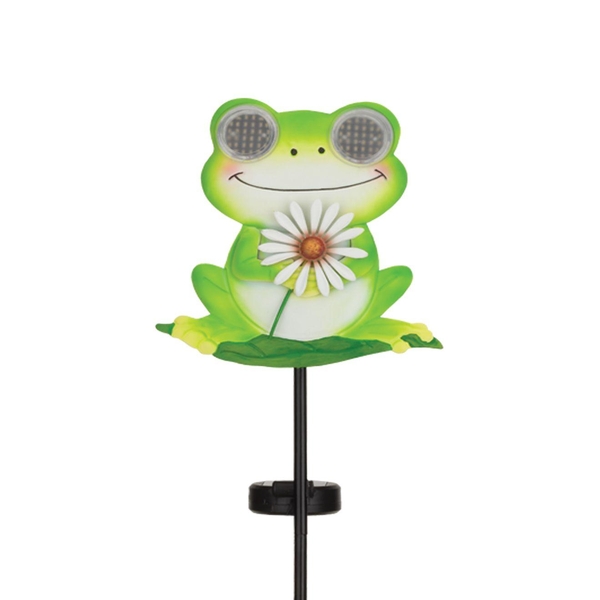 35" Eye Roller Frog LED Solar Stake 