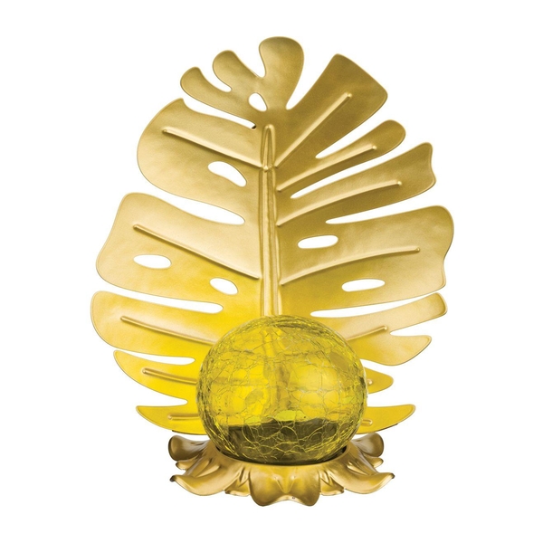 10.5" Brass Leaf Solar Decor