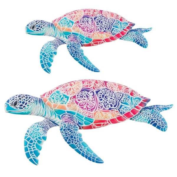 18" Blue Sea Turtle Wall Decor (Set of 2)