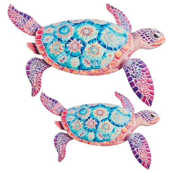 19" Purple Sea Turtle Wall Decor (Set of 2)