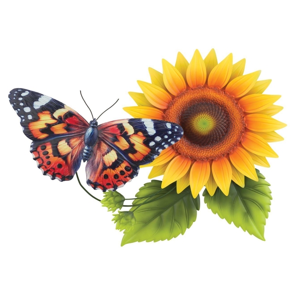 23.75" Orange Butterfly/Sunflower Wall Décor