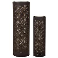 Regal Art & Gift 24.5" Diamond Shadow Cylinder Solar Lantern LED Light (Set of 2)