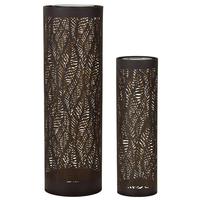 Regal Art & Gift 24.5" Leaf Shadow Cylinder Solar Lantern LED Light (Set of 2)