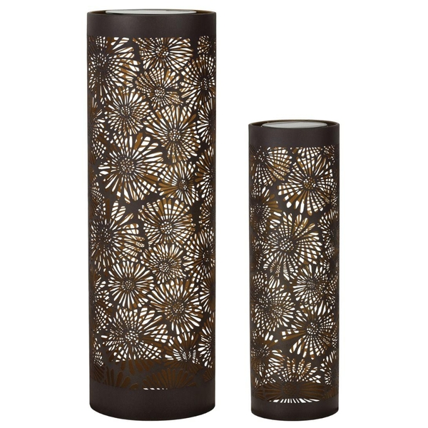 24.5" Sunflower Shadow Cylinder Solar Lantern LED Light (Set of 2)