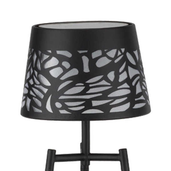 38" Black Matte Shadow Solar Floor Lamp Plant Holder Decor