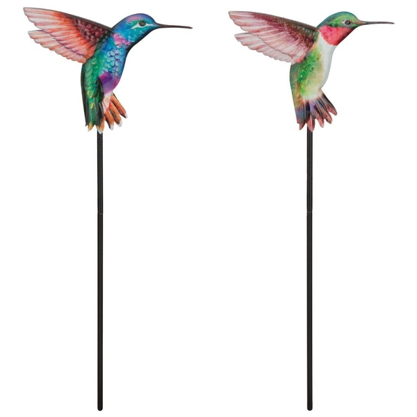 6.75" Ruby/Purple Hummingbird Plant Pick Set (2 Pack)
