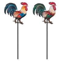 Regal Art & Gift 6.75" Gold/Verde Rooster Plant Pick Set (2 Pack)