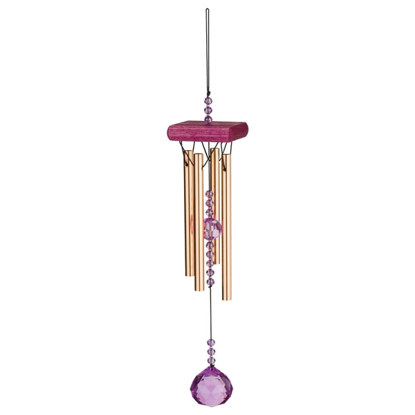 16" Purple Metal/Wood/Glass Crystal Chime