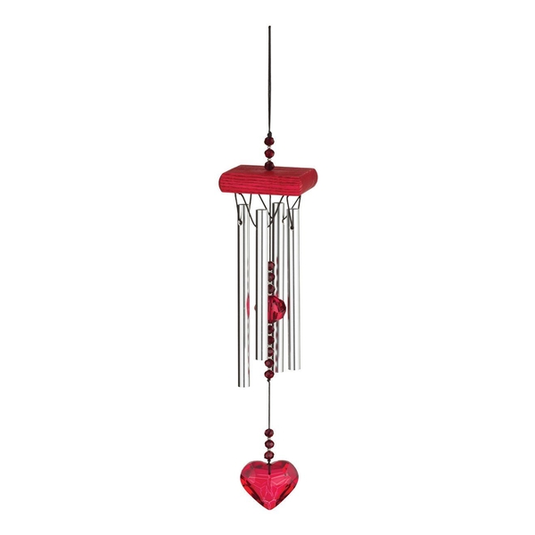 16" Red Metal/Wood/Glass Crystal Chime
