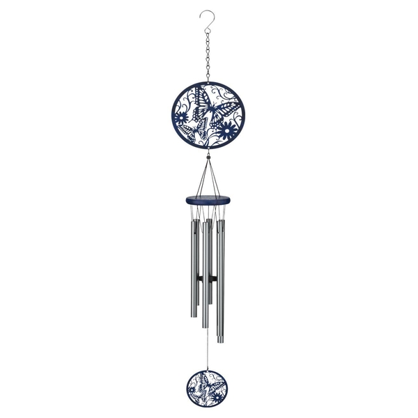 30" Blue Butterfly Metal Lattice Chime