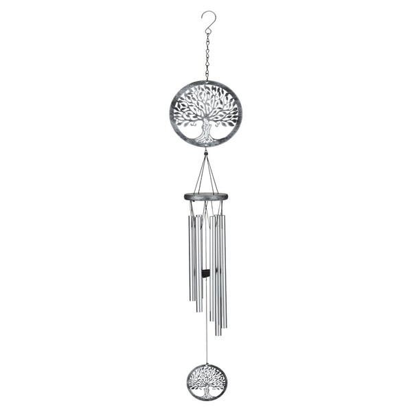 30" Silver Tree of Life Metal Lattice Chime