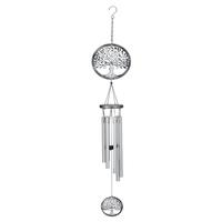 View 30" Silver Tree of Life Metal Lattice Chime