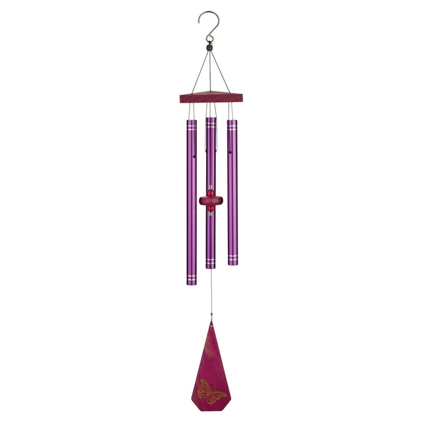 30" Purple Butterfly Wood/Metal Trio Chime