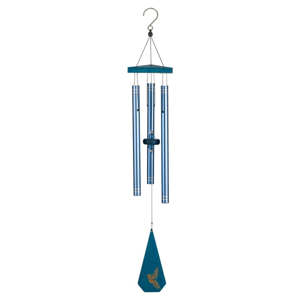 30" Blue Hummingbird Wood/Metal Trio Chime