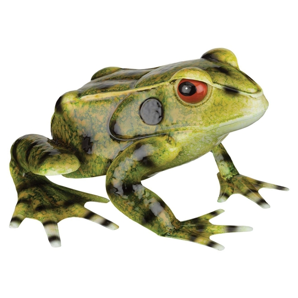 13" Green Metal Frog Décor 
