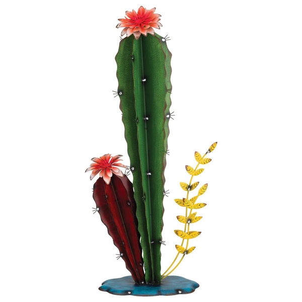 22" Green Metal Cactus Décor 