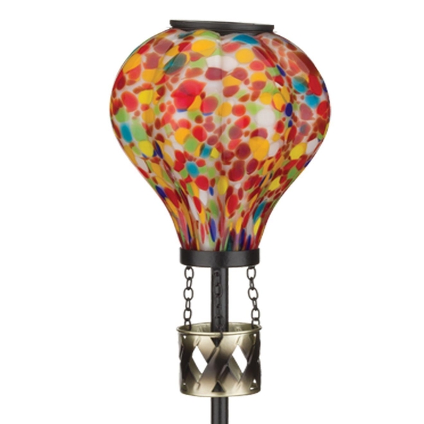 36" Murano Multicolor Hot Air Balloon Solar Stake 